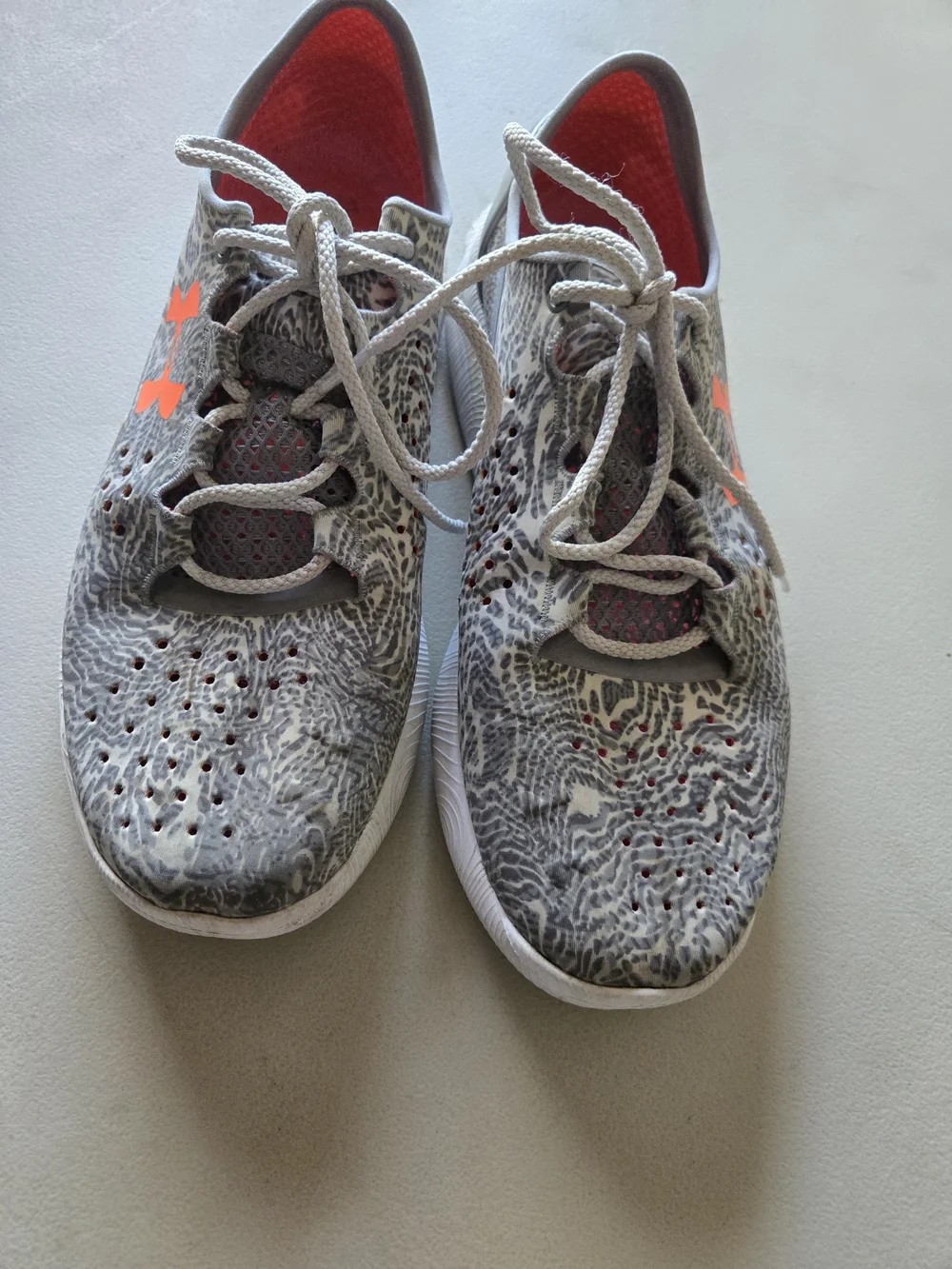 Under Armour Women's Gray Athletic Sneakers with Orange Logo Accent
